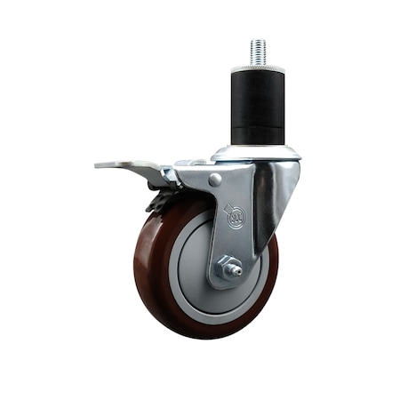 Service Caster 4'' Maroon Poly Swivel 1-3/4'' Expanding Stem Caster Total Lock Brake SCC-EXTTL20S414-PPUB-MRN-134